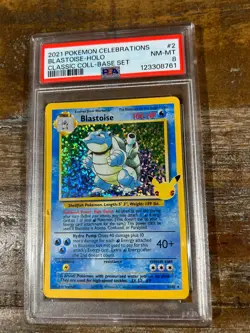 POKEMON 2021 Celebrations BLASTOISE Holo Classic Coll Base Set #2 PSA 8 RARE 2 - Image 1