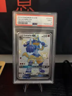 Pokemon 2019 Hidden Fates Shiny Vault Lucario GX SV64/SV94 Holo FA PSA 9 - Image 1