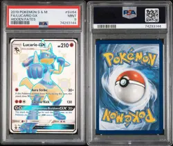 Pokemon 2019 Hidden Fates Shiny Vault Lucario GX SV64/SV94 Holo FA PSA 9 - Image 5