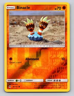 Binacle 66/131 Forbidden Light Pokemon Reverse Holo NM - Yuka Morii Clay Art - Image 1