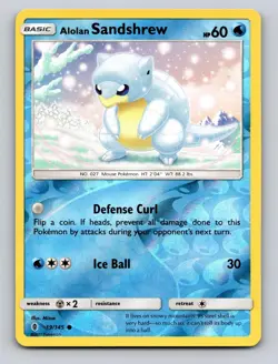 Alolan Sandshrew 19/145 Common Guardians Rising Pokemon Reverse Holo NM - Image 1