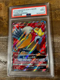 POKEMON 2017 Sun Moon Shining Legends Full Art ENTEI GX #71 PSA 9 Mint RARE - Image 1