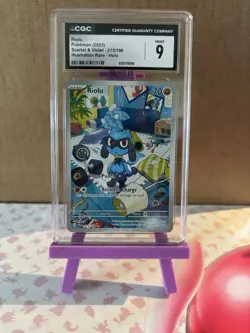 The Pokemon Company Riolu 215/198 SV01 Illustration Rare Holo CGC 9 English - Image 1