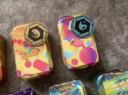 Pokemon Mini Tins Bundle Empty X7 Coins & Stickers 151 Mega Evolution Paldea - Image 5