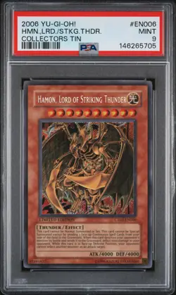 2006 YU-GI-OH! COLLECTORS TIN #EN006 HAMON, LORD OF STRIKING THUNDER PSA 9 - Image 1
