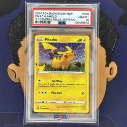 💎PSA 10 GEM MINT 2020 Pokemon General Mills 25th Anniversary PIKACHU #039 Promo - Image 2