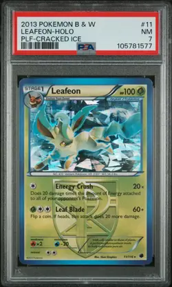 Leafeon-Holo 2013 Pokemon Black & White Plasma Freeze #11 Plf-Cracked Ice PSA 7 - Image 1