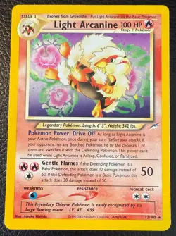 2000 POKEMON TCG LIGHT ARCANINE HOLO NEO DESTINY UNLIMITED 12/105 NM - Image 1