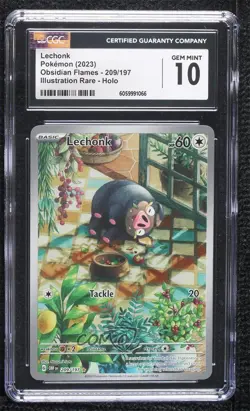 Lechonk Illustration Rare Pokemon SV03: Obsidian Flames (OBF) CGC 10 Gem Mint - Image 1