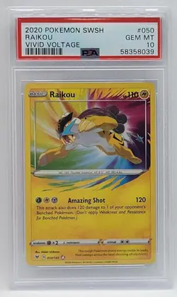 2020 Pokemon Vivid Voltage #050 - PSA GEM MINT 10 - Amazing Rare RAIKOU - Image 1
