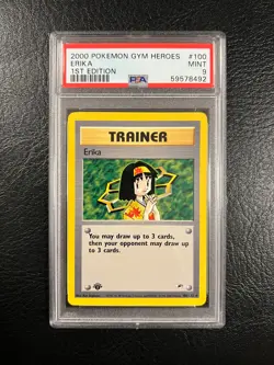 Pokemon Gym Heroes #100 - Erika - MINT - 1st Edition - PSA 9 - Rare! - Image 1