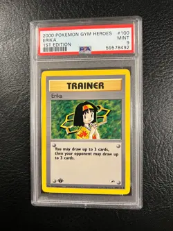 Pokemon Gym Heroes #100 - Erika - MINT - 1st Edition - PSA 9 - Rare! - Image 2