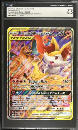Pokemon Tag Team Generations Charizard Braixen GX SM230 JUMBO OVERSIZED CGC 8.5 - Image 1