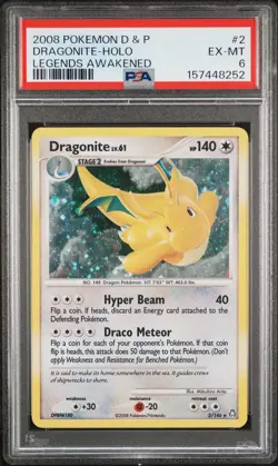 2008 Pokemon Diamond & Pearl Legends Awakened Dragonite #2 PSA 6 - Image 1