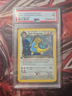 Pokemon TCG 2000 Team Rocket Dark Dragonite Holo 1st Edition PSA 7 #5/82 - Image 1