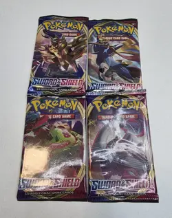 Pokemon TGC: Sword and Shield Base Set Booster Packs Full Art Set New 4 packs - Image 1