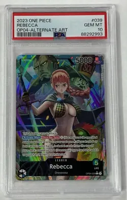 PSA 10 2023 ONE PIECE OP04 KINGDOMS OF INTRIGUE 039 REBECCA ALTERNATE ART - Image 1