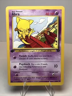 CREASE 1st Ed Abra Regular/Non-Holo 49/82 Team Rocket AUTHENTIC Pokemon Card - Image 1