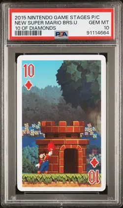 2015 Nintendo Game Stages Super Mario Bros U 10 of Diamonds Playing Card PSA 10 - Image 1