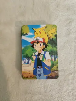 1999 Pokemon deck of 52 playing cards w/ Jokers & Plastic Case Pikachu & Ash - Image 1