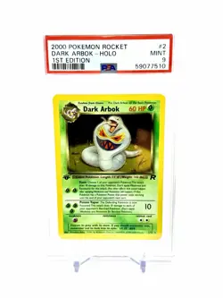2000 Pokemon PSA 9 1st Edition Team Rocket Dark Arbok Holo Rare 2/82 MINT - Image 1