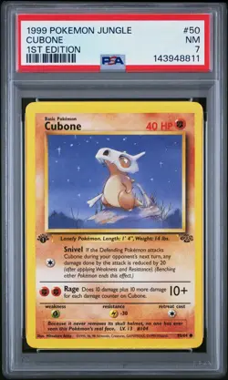 Pokemon Cubone Jungle 1st Edition PSA 7 50/64 1999 English Regular Common - Image 1