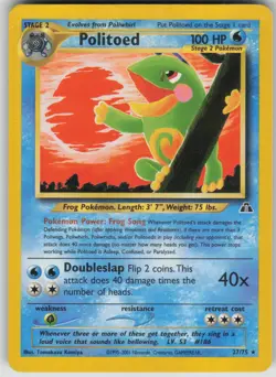 Pokemon TCG Politoed (27) Rare Neo Discovery 27/75 - Image 1