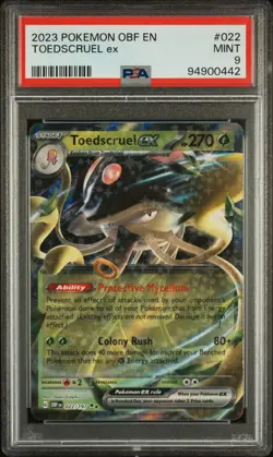 Pokemon TCG Toedscruel ex Sv03: Obsidian Flames 022/197 Holo Double Rare PSA 9 - Image 1