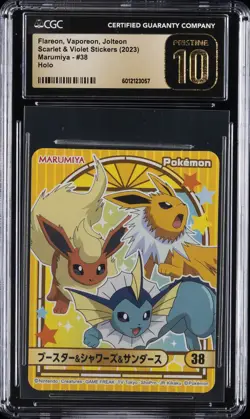 2023 MARUMIYA POKEMON STICKERS #38 FLAREON/JOLTEON/VAPOREON CGC 10 PERFECT - Image 1