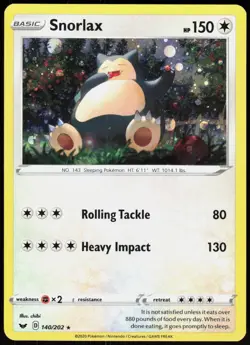 Sword & Shield Snorlax 140/202 Rare Pokemon (Cosmos Holo) NM/M - Image 1