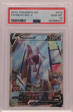 2022 POKEMON GO FULL ART MEWTWO V #072 PSA GEM MT 10 - Image 1