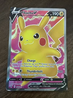 Pokemon Pikachu V 170/185 Swsh04: Vivid Voltage Ultra Rare Full Art Holo - Image 1