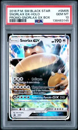 2016 POKEMON SM BLACK STAR PROMO SNORLAX GX BOX #SM05 SNORLAX GX-HOLO PSA 10 - Image 1