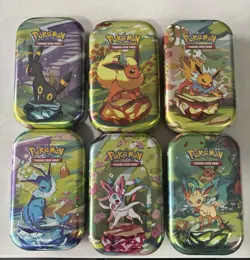 Prismatic Evolutions MINI TINS COMPLETE SET OF 6- NEW SEALED - Image 1