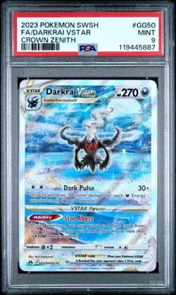 PSA 9 Darkrai Vstar GG50/GG70 English Pokemon Crown Zenith Galarian Gallery - Image 1