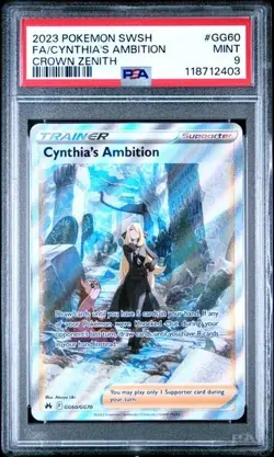 PSA 9 Mint Cynthia's Ambition GG60 Crown Zenith Pokemon TCG - Image 1