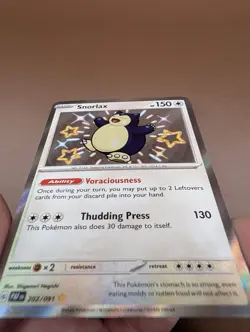 Pokemon TCG Snorlax 202/091 Shiny Holo Rare Paldean Fates - Image 2