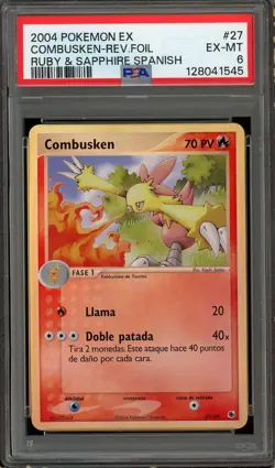 Combusken Reverse Foil Pokemon EX Ruby & Sapphire #27 SPANISH PSA 6 EX-Mint 2003 - Image 1