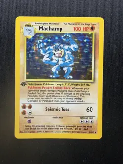 Pokemon Machamp 8/102 1st Edition Holo 1999-2000 4th Print Base Set - Image 1