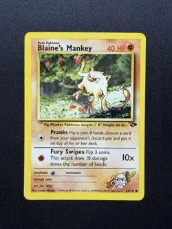 Pokemon TCG Blaine's Mankey 63/132 Gym Challenge NM - Image 1