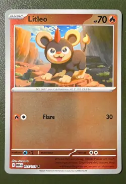 Pokemon TCG Litleo 23/132 Mega Evolution ME1 Reverse Holo NM - Image 1