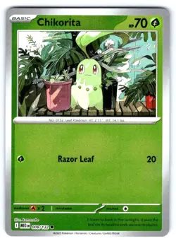 Pokemon TCG Chikorita 8/132 Mega Evolution ME1 Reverse Holo NM - Image 1