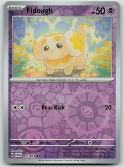 Pokemon Fidough 038/091 Paldean Fates Common Reverse Holo NM - Image 1
