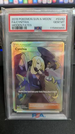 2019 POKEMON SUN & MOON HIDDEN FATES #SV82 FULL ART/CYNTHIA PSA 10 - Image 1