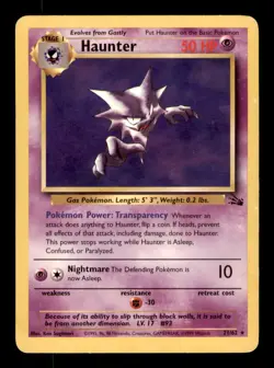 Haunter 21/62 Rare Fossil Pokemon Unlimited Damaged - Image 1
