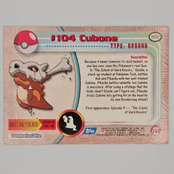 Cubone #104 2000 Topps Pokemon Series 2 Blue Logo - Image 2