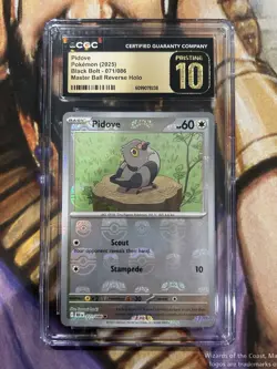 Pidove 071/086 Master Ball Reverse Holo Pokemon Black Bolt - CGC 10 Pristine 🔥 - Image 1