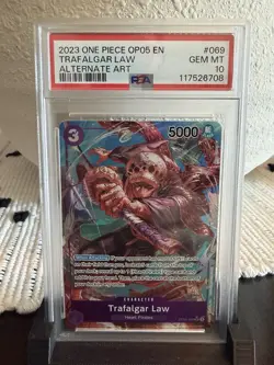 Namco One Piece OP05 Awakening Trafalgar Law Alt Art SR Foil EN PSA 10 - Image 1