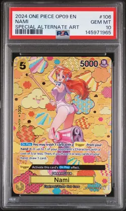 2024 ONE PIECE OP09-EMPERORS IN THE NEW WORLD SPECIAL ALTERNATE ART NAMI PSA 10 - Image 1