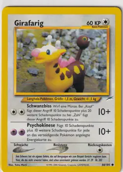 Pokemon Card Trading Card Game Neo Destiny No. 66/105 Girafarig German - Image 1